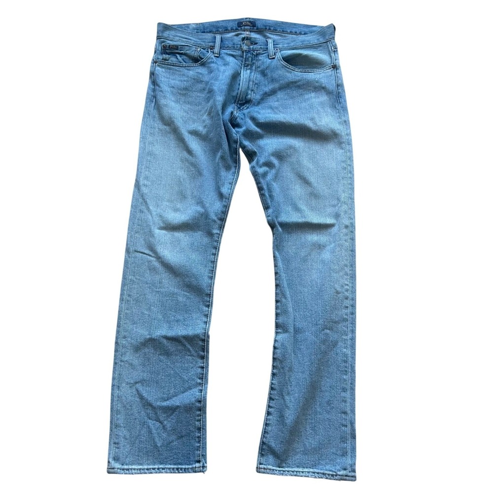 Polo Ralph Lauren Selvedge Jeans Varick Slim Straight 34x32 Light Blue Wash